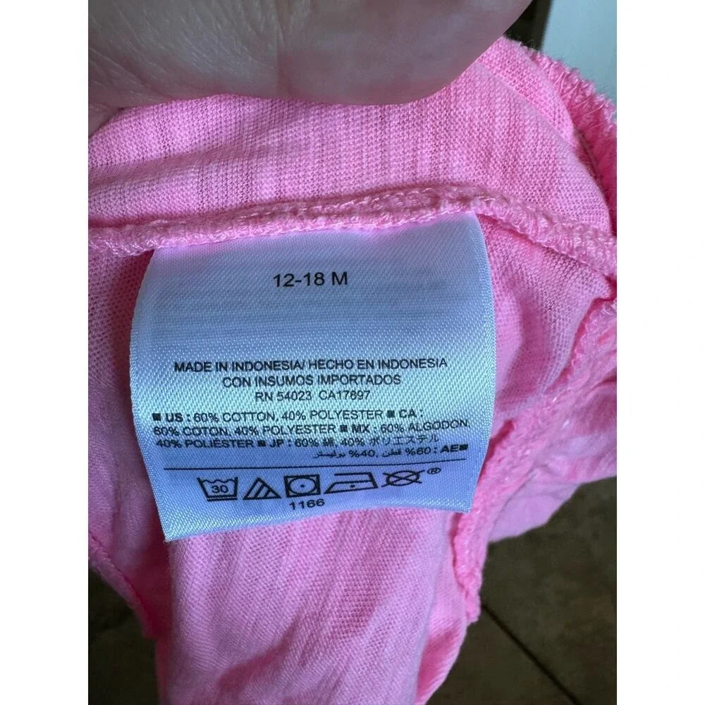 Old Navy Girls Tank Top Sz 12-18 Mo‎ Pink Peplum Ruffle Slub Knit NEW
